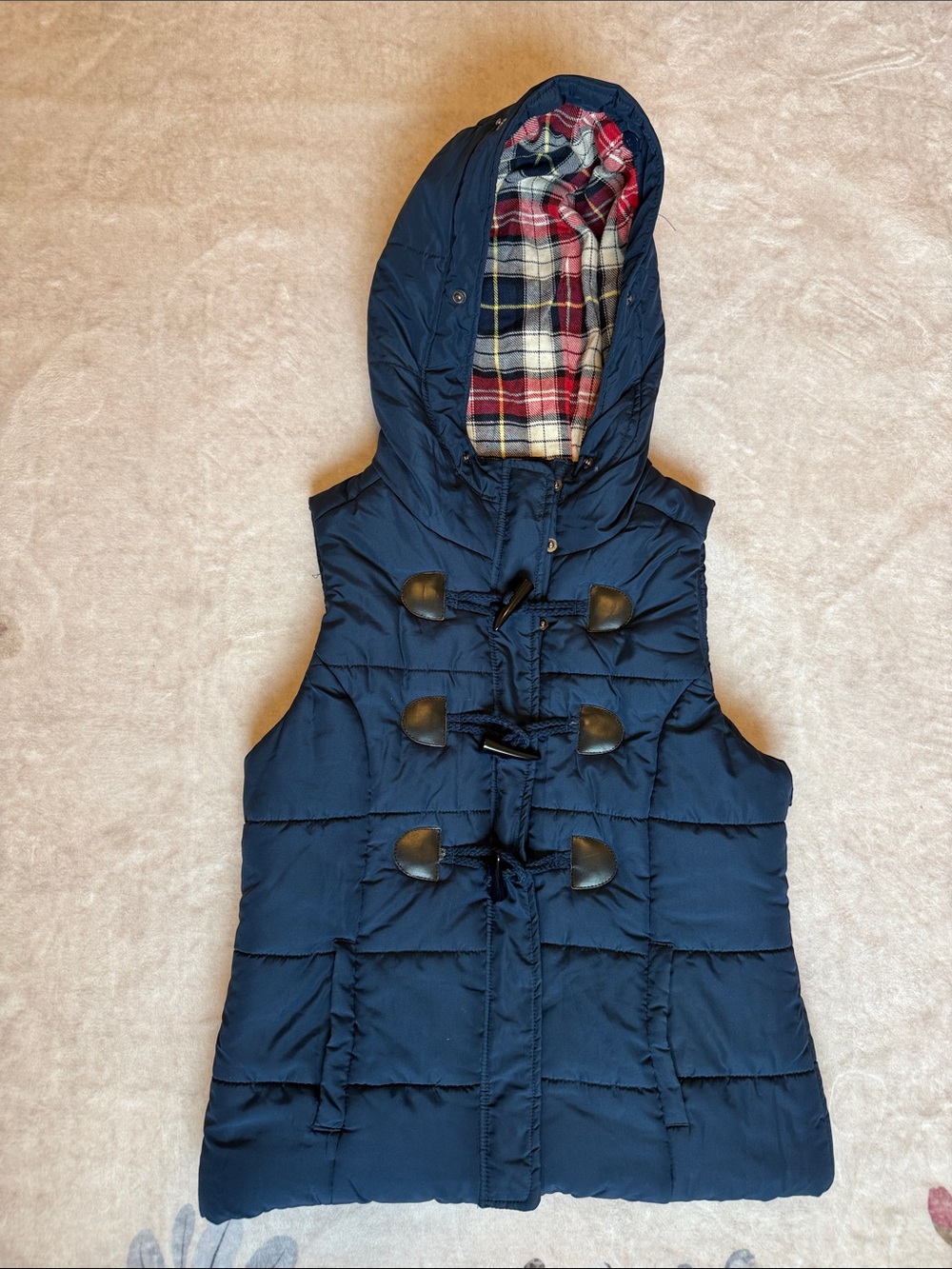 Love Tree Navy Quilted Jacket with Label Detail